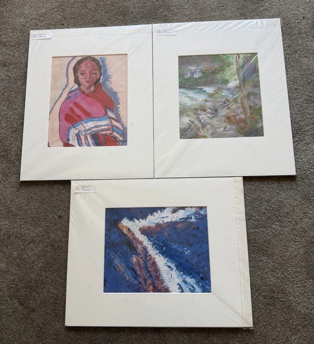 C. Clark Minton Matted Giclée Prints Lot (3) Indian Maiden CA Dreaming Meteor